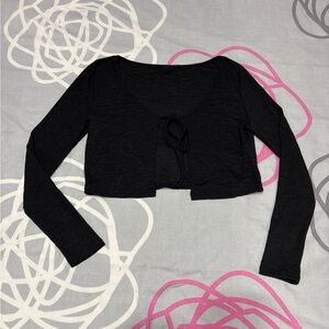 SHEIN Black Tie Front Cardigan